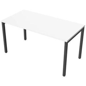 Desk 140cm wide with 70cm depth, white top and black frame