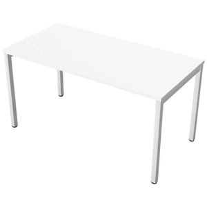 Desk 140cm wide with 70cm depth, white top and white frame