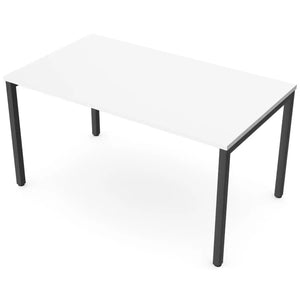 Desk 140cm wide with 80cm depth, white top and black frame
