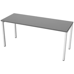 Desk 160cm wide with 60cm depth, graphite top and white frame