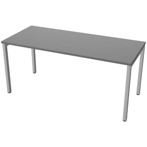 Desk 160cm wide with 70cm depth, graphite top and silver frame