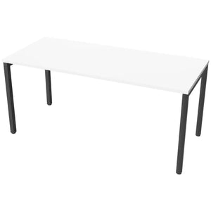 Desk 160cm wide with 70cm depth, white top and black frame