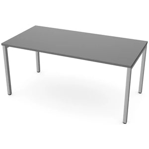 Desk 160cm wide with 80cm depth, graphite top and silver frame