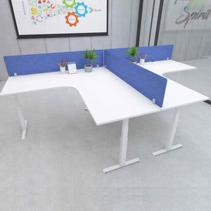 Desk Divider Panel - Blue Colour - Mounted on the Corner Desk Top