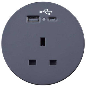 Desk Power Outlet - Black Colour - Studio Image