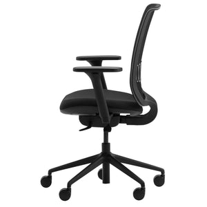 Desk chair with mesh back without headrest in black β side profile view isolated on white