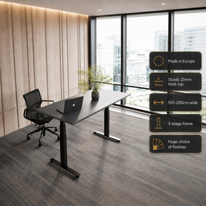 Dual Motor Height Adjustable Desk - Rize2 - Office Setup Shown