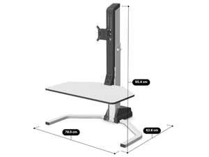 Electric stand up desk riser dimensions shown