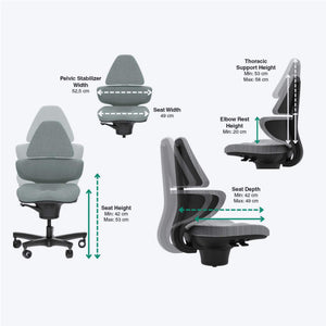 Elite CoreChair - Active Chair - Product Dimensions
