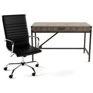 Executive Luxury Office Chair - Black Colour - Front View with Desk