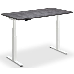 Extra Long Height Adjustable Desk - Rize-XL - White Frame - Anthracite Sherman Oak Top - Studio Image
