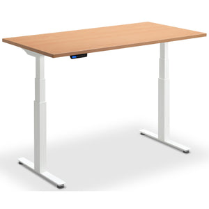 Extra Long Height Adjustable Desk - Rize-XL - White Frame - Beech Top - Studio Image