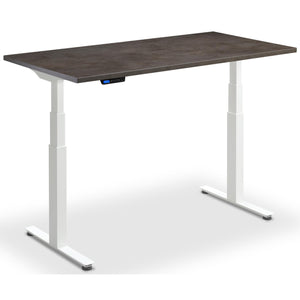 Extra Long Height Adjustable Desk - Rize-XL - White Frame - Dark Concrete Top - Studio Image