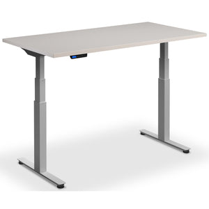 Extra Long Sit Stand Desk - Rize-XL - Silver Frame - Cashmere Top - Studio Image