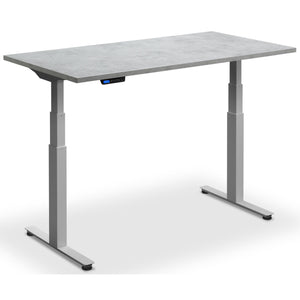 Extra Long Sit Stand Desk - Rize-XL - Silver Frame - Light Concrete Top - Studio Image