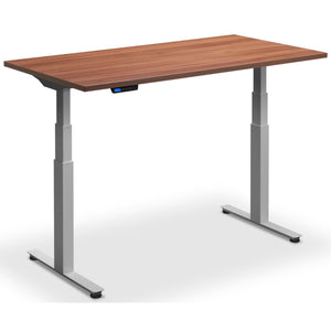 Extra Long Sit Stand Desk - Rize-XL - Silver Frame - Natural Dijon Walnut Top - Studio Image