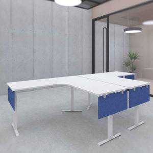 Freestanding Desk Divider - Blue Colour - Mounted Under the Corner Desk