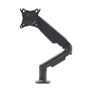 Gas spring single monitor arm in black with adjustable VESA mounting plate