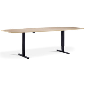 Height Adjustable Office Table - Altura Core Barrel End - Black Frame - Maple Top - Studio Image