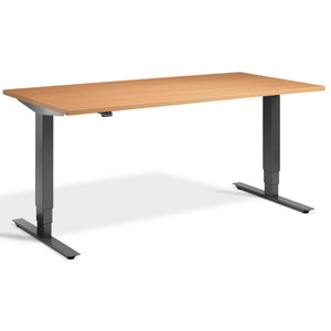 Height Adjustable Computer Desk - Masta Desk - Dark Grey Frame - Beech Top - Studio Image