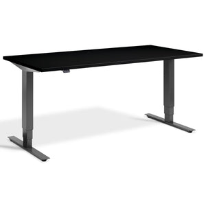 Height Adjustable Computer Desk - Masta Desk - Dark Grey Frame - Black Top - Studio Image
