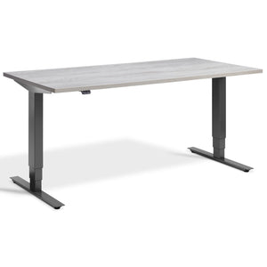 Height Adjustable Computer Desk - Masta Desk - Dark Grey Frame - Cascina Pine Top - Studio Image