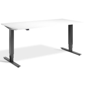 Height Adjustable Computer Desk - Masta Desk - Dark Grey Frame - White Top - Studio Image