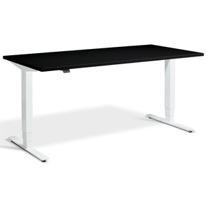 Height Adjustable Computer Desk - Masta Desk - White Frame - Black Top - Studio Image
