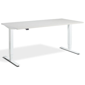 Height Adjustable Computer Desk - Masta Desk - White Frame - Light Grey Top - Studio Image