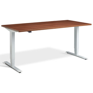 Height Adjustable Computer Desk - Masta Desk - White Frame - Natural Dijon Walnut Top - Studio Image
