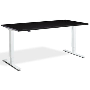 Height Adjustable Computer Desk - Masta Desk - White Frame - Soft Black Top - Studio Image