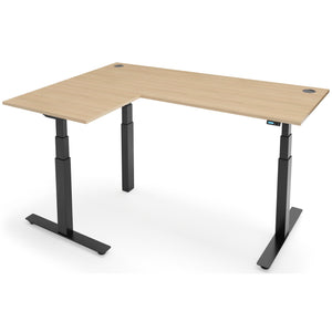 Height Adjustable Corner Desk - Rize-Corner - Black Frame - Oak Top - Studio Image