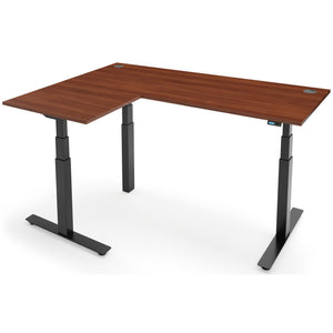 Height Adjustable Corner Desk - Rize-Corner - Black Frame - Walnut Top - Studio Image