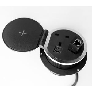 In Desk Power Module - Black Colour - RJ45 Connectivity Shown