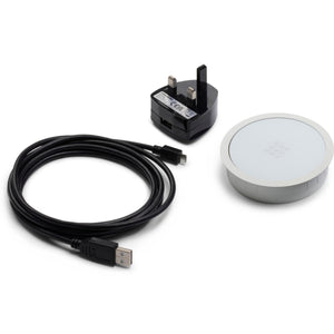 In Desk Wireless Charger - 80mm Matt White with Connector and Plug