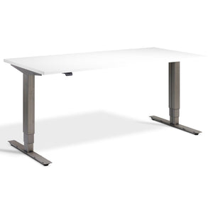 Industrial Adjustable Standing Desk - Raw Steel Smyth - White Top - Studio Image