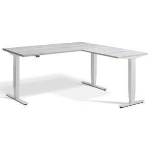 L-Shaped Adjustable Desk - Advance Corner - Light Grey Frame - Cascina Pine Top - Studio Image