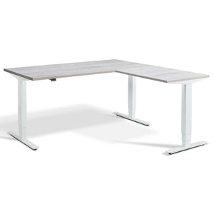 L-Shaped Adjustable Desk - Advance Corner - White Frame - Cascina Pine Top - Studio Image