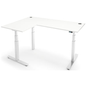 L Shape Smart Desk - NeoActiv3+ - White Frame - White Top - Studio Image