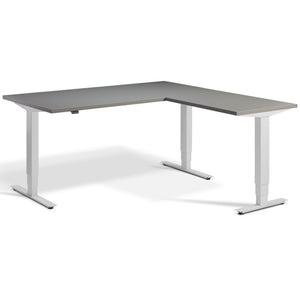 L Shape Standing Desk - Advance Corner - Light Grey Frame - Graphite Top - Studio Image