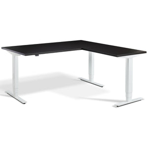 L Shape Standing Desk - Advance Corner - White Frame - Soft Black Top - Studio Image