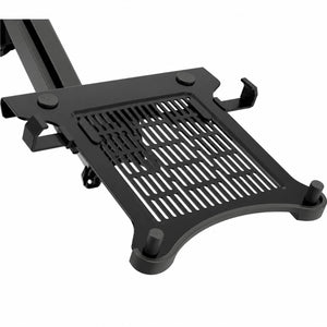 Laptop holder attachment for monitor arms with vented tray design