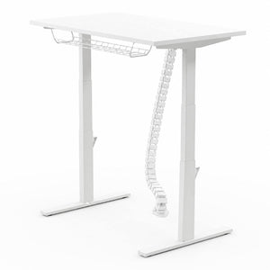 Leap cable spine in white fitted beneath a white standing desk