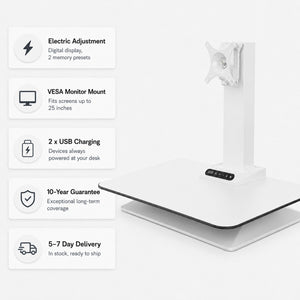 Leap electric standing desk converter - feature graphic shown