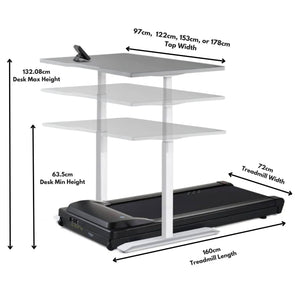 Lifespan TR5000 Treadmill Desk - Desk and Treadmill Dimensions