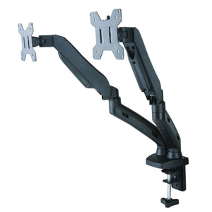 Luxora Twin Monitor Arm - Black Variant - Frront Side View - Studio Image