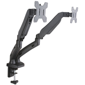 Luxora Twin Monitor Arm - Black Variant - Side View - Studio Image