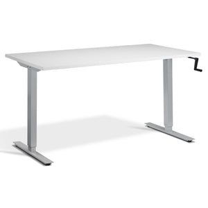 Manual Adjustable Standing Desk - Helix - Silver Frame - Grey Top - Studio Image