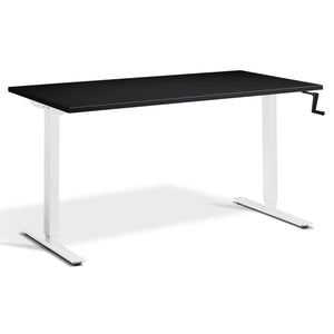 Manual Height Adjustable Standing Desk - Helix - White Frame - Black Top - Studio Image