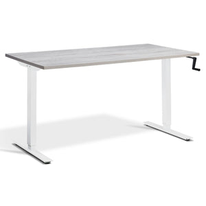 Manual Height Adjustable Standing Desk - Helix - White Frame - Cascina Pine Top - Studio Image